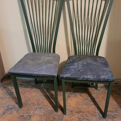 Lot 195: (2) Green Metal Frame Chairs