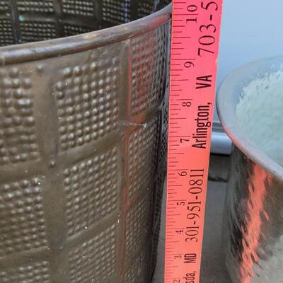 Lot 200: Copper & Silver Tone Metal Planters 