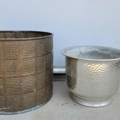 Lot 200: Copper & Silver Tone Metal Planters 