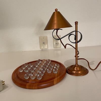 Lot 173  Copper Lamp & Solitaire Game