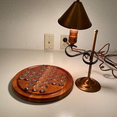 Lot 173  Copper Lamp & Solitaire Game