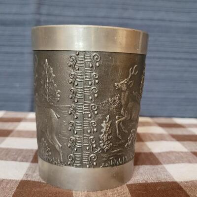 Lot 209: German Pewter Cupwith Stags & Boar