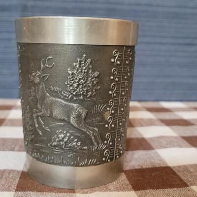 Lot 209: German Pewter Cupwith Stags & Boar
