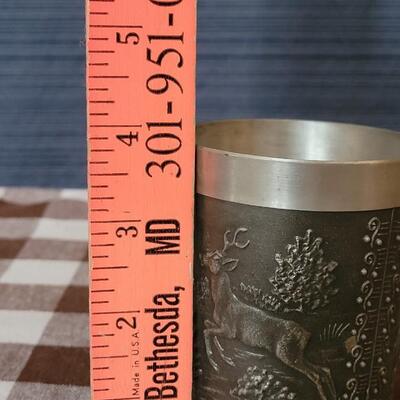 Lot 209: German Pewter Cupwith Stags & Boar