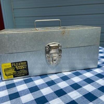 Lot 223: Metal File Away Safety Chest
