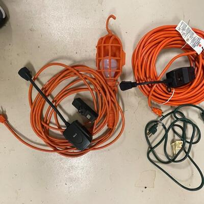 Lot 190  Extension Cords and Extension Cord with Drop Light