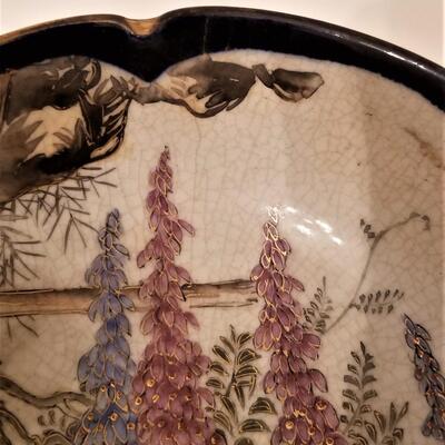 Lot #33 Antique Satsuma Bowl on stand - Wisteria pattern