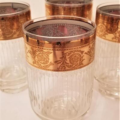 Lot #35  Set of 8 Mid Century Modern Glasses -Gold edging