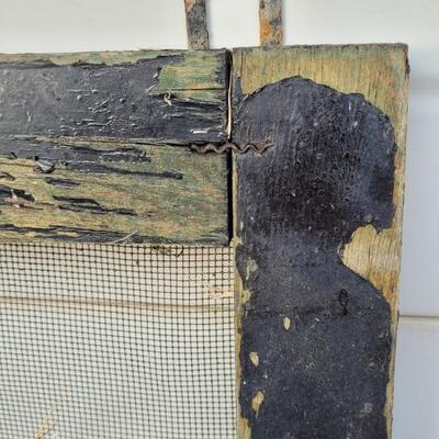 Lot 228: Vintage Farmhouse Window Screen Black Chippy Paint