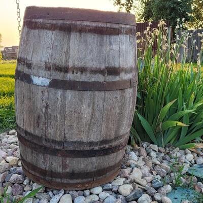 Lot 241: Antique Wooden Farmhouse Barrel 21" x 32"