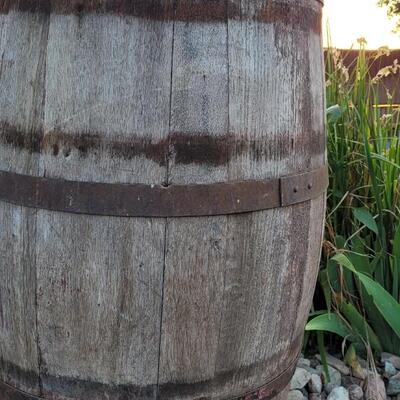 Lot 241: Antique Wooden Farmhouse Barrel 21" x 32"