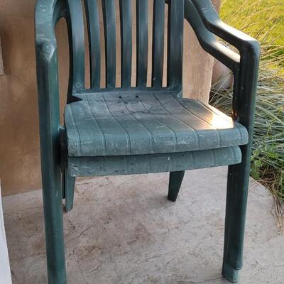 Lot 242: (4) Outdoor Plastic Weather Safe Patio Chairs 
