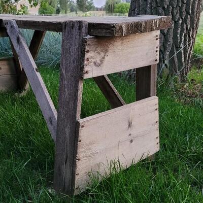 Lot 256: Vintage XL Farmhouse Sawhorse - Perfect for Re-Purposed Table!