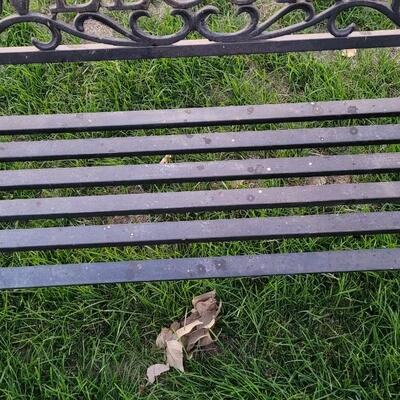 Lot 259: Vintage WELCOME Outdoor Metal Bench 