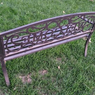 Lot 259: Vintage WELCOME Outdoor Metal Bench 