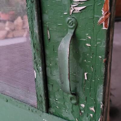 Lot 260: Vintage Green Farmhouse Door w/ Original Hardware CHIPPY PAINT
