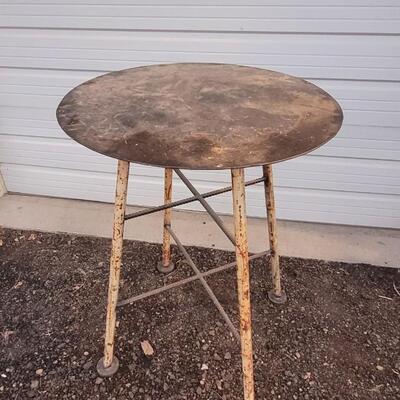 Lot 268: Vintage 30" x 41" Heavy Steel Farmhouse Work Table Handmade Welding Utility 