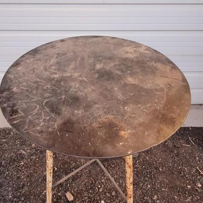 Lot 268: Vintage 30" x 41" Heavy Steel Farmhouse Work Table Handmade Welding Utility 
