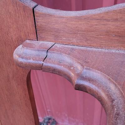 Lot 269: Antique Farmhouse MAHOGANY Entryway Tree (has damage but piece comes with to repair) 