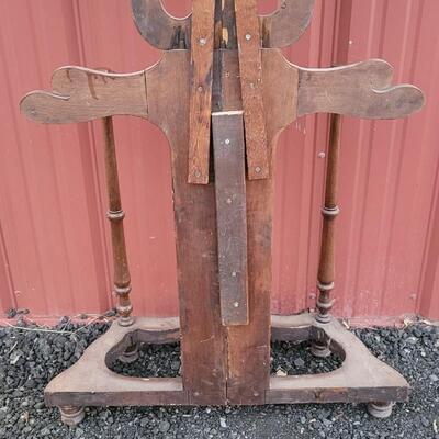 Lot 269: Antique Farmhouse MAHOGANY Entryway Tree (has damage but piece comes with to repair) 