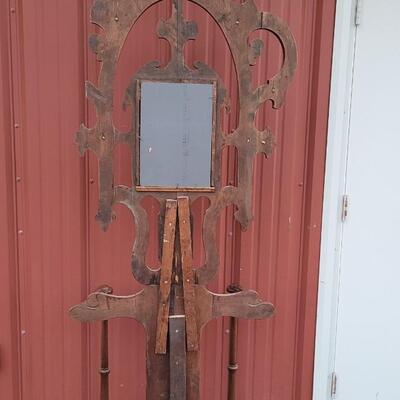 Lot 269: Antique Farmhouse MAHOGANY Entryway Tree (has damage but piece comes with to repair) 