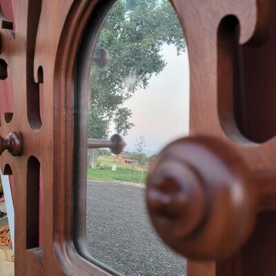 Lot 269: Antique Farmhouse MAHOGANY Entryway Tree (has damage but piece comes with to repair) 