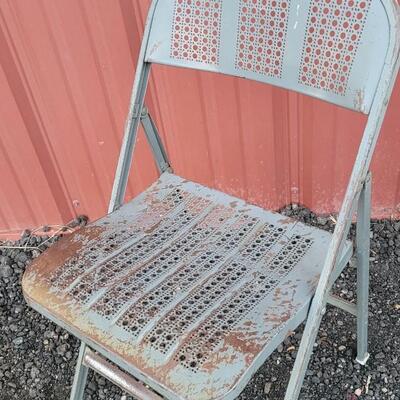 Lot 270: Vintage Mesh Metal Folding Chair 