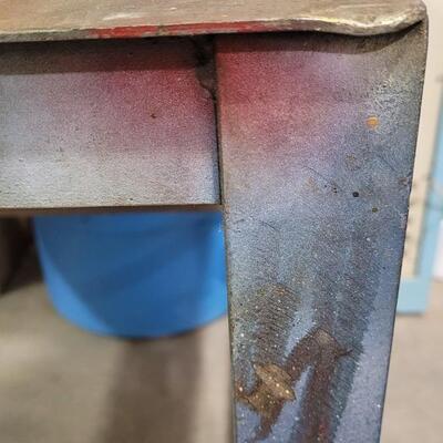 Lot 272: Vintage Steel Worktable Handmade Welding Utility Surface w/ Coaster Wheels 