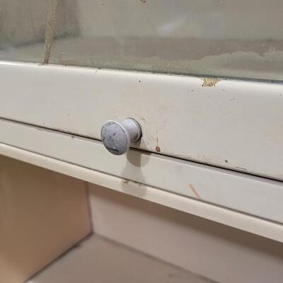 Lot 273: Vintage Metal Stackable Cabinet Shelves (1 has Glass Front Door