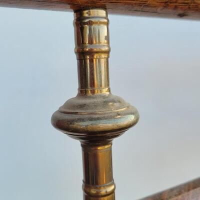 Lot 282: Antique Cast Iron and Brass Bed (w/ Wood Veneer Accents)