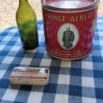 Lot 316: Vintage Tins & Bottle (Prince Albert Has Powder Inside)