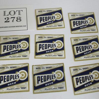 Lot of 8 Old Peoples Beer Labels, Condition Issues