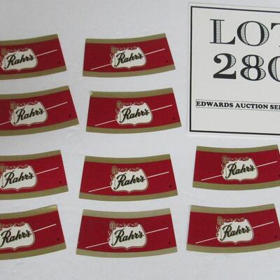 10 Old Rahr's Beer Bottle Neck Labels, Nice Shape