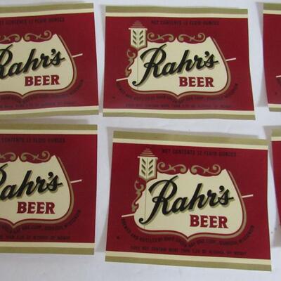 10 Vintage Rahr's Beer Bottle Labels, Nice