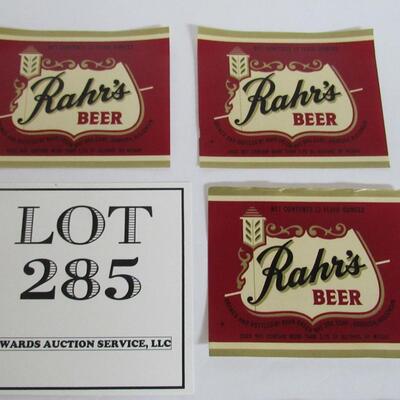 10 Vintage Rahr's Beer Bottle Labels, Have Wear