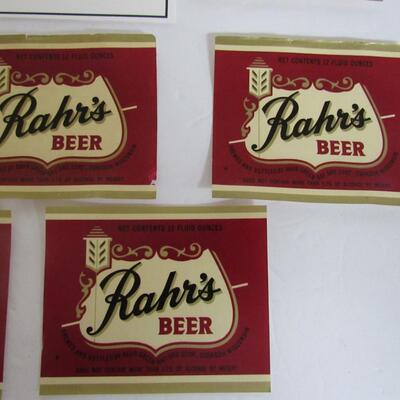 10 Vintage Rahr's Beer Bottle Labels, Have Wear