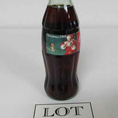 1995 Christmas Coca Cola Bottle With Santa and Dog