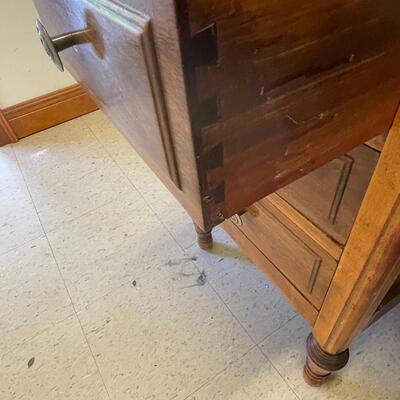 Solid Wood Small Desk in Need of Love - Project Piece or Use as Hobby Desk / Lock and Key Included 
