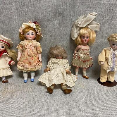 Lot of 5 Dollhouse Doll Miniatures Bisque Composite Glass Eyes