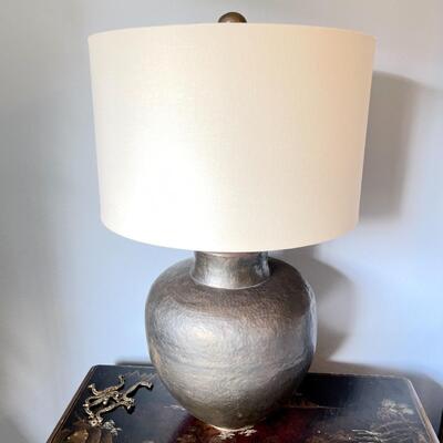 LOT 4  PAIR (2) OF HAMMERED METAL CONTEMPORARY TABLE LAMPS 