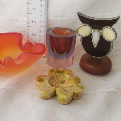 Vintage glass collection ashtray, owl