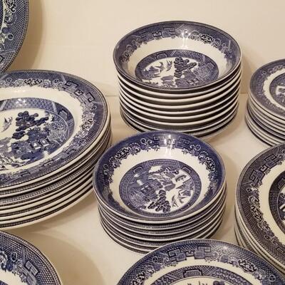 Lot #48  Johnson Bros Blue Willow Dinnerware Set