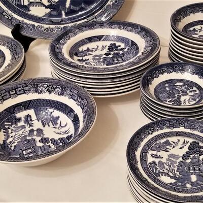 Lot #48  Johnson Bros Blue Willow Dinnerware Set