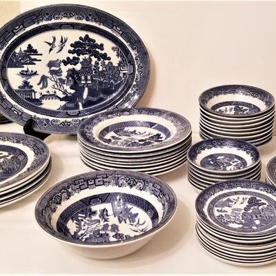 Lot #48  Johnson Bros Blue Willow Dinnerware Set