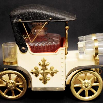 Liquor Antique Car Vintage Decanter Set Music Box â€œRainbows Keep Falling On Meâ€