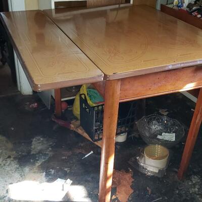 Vintage enamel on wood kitchen table