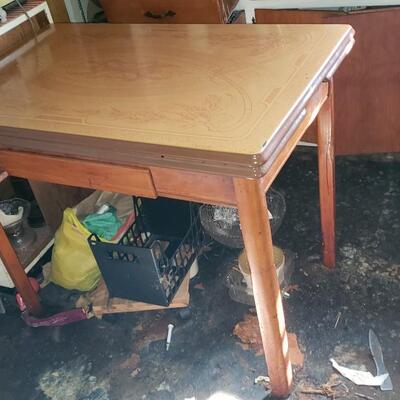 Vintage enamel on wood kitchen table