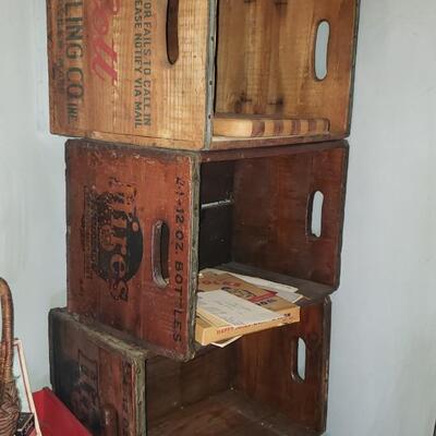 3 antique wood crates 