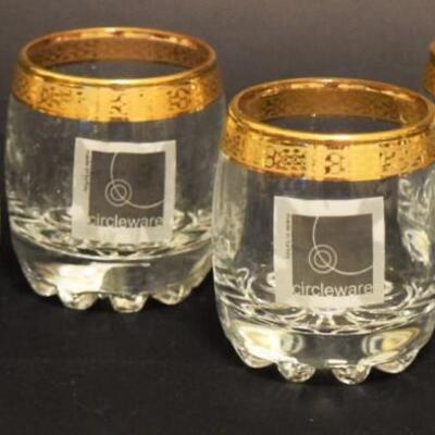 Circleware Versailles 6 Piece Shot Glasses Set New 24K Gold Rim