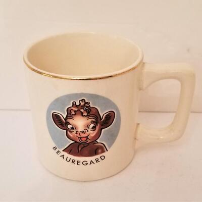 Lot #55  Cute Vintage BEAUREGARD Milk Mug - RARE, circa 1948